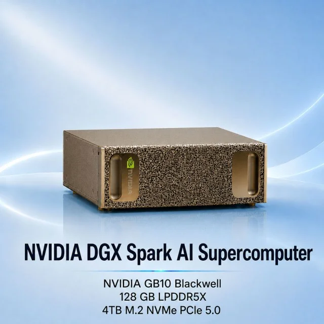 NVIDIA DGX Spark Compact Desktop AI Supercomputer with NVIDIA GB10 Grace Blackwell Superchip with 128 GB LPDDR5x unified system memory, 4TB M.2 NVMe SSD & Rrevolutionizing AI development and research